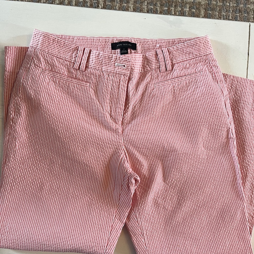 Ann Taylor Searsucker Ankle Crop Pants